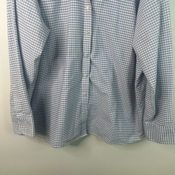 Lands’ End Blue Plaid Long Sleeve Button Up Shirt Women's Size 20W-22W Cotton - Picture 3 of 10
